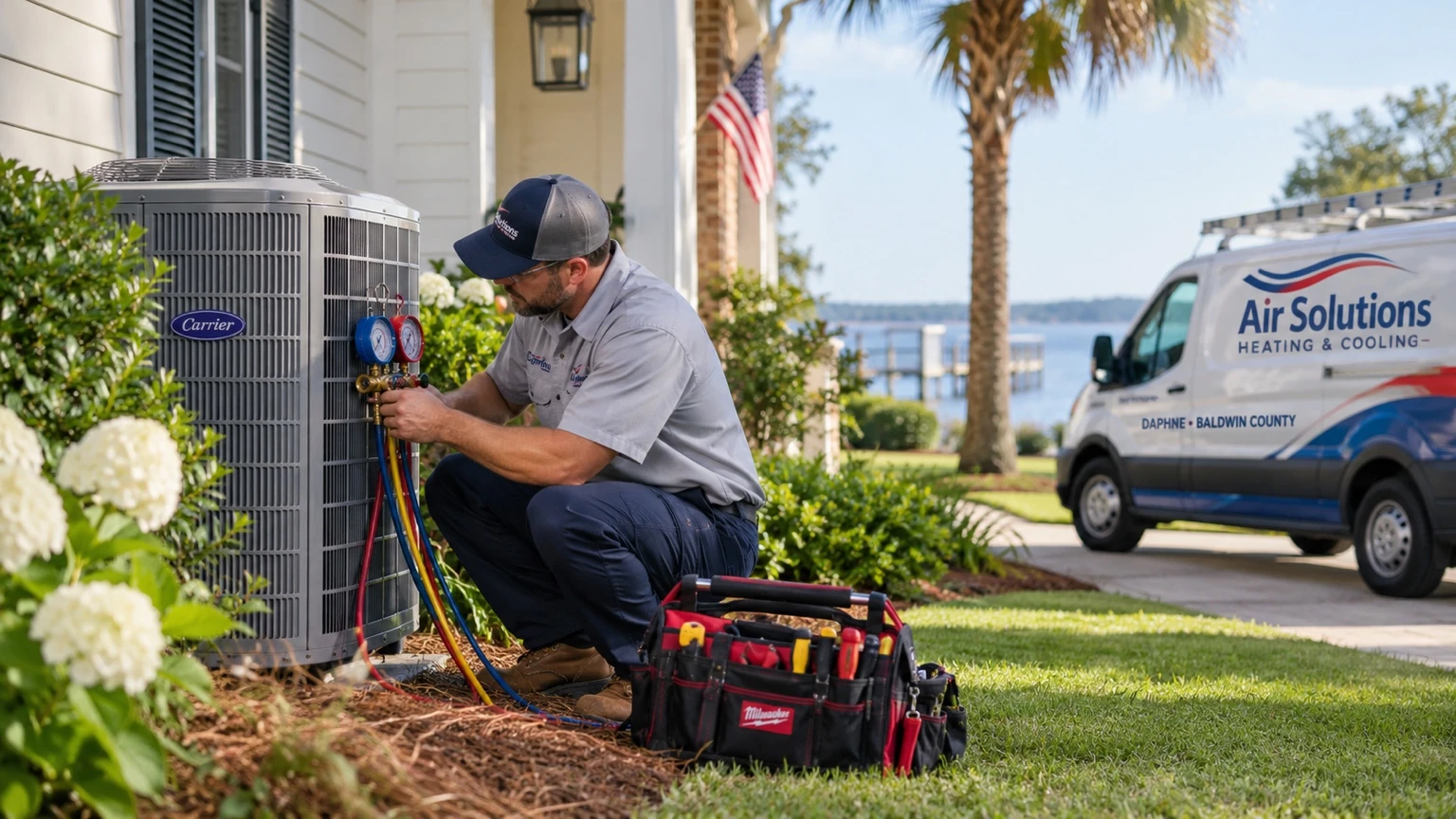Air Solutions Heating & Cooling service truck in Baldwin County